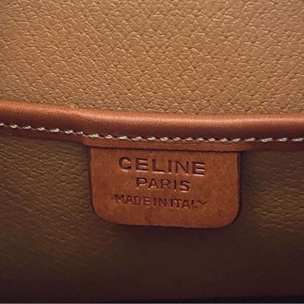 CELINE Macadam Canvas Backpack Purse Brown PVC Leather Vintage MC96* - Picture 4 of 9